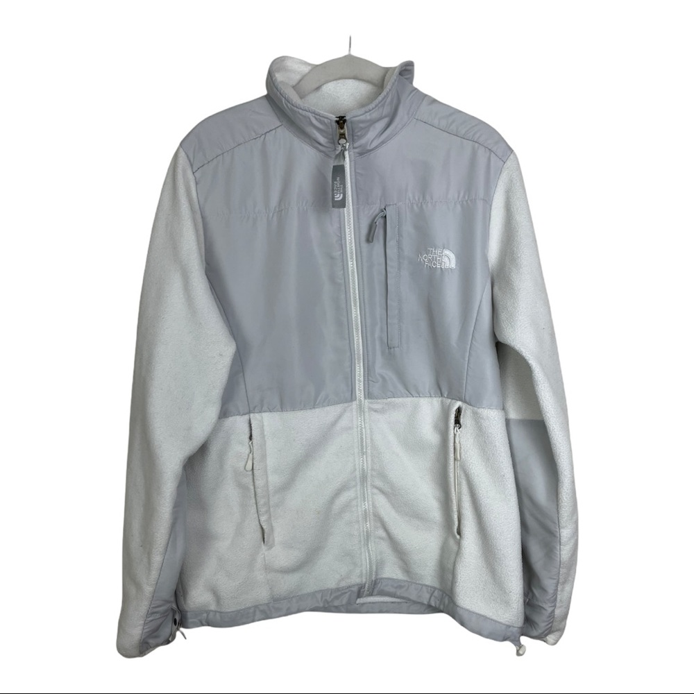 The North Face Size Large Denali White Grey Long Sleeve Zip Up Jacket - Picture 3 of 11
